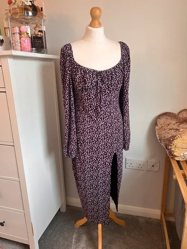 Burgundy floral midaxi - , dress
