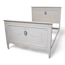 Antique French Painted Bed with Jasper Wedgwood Plaques - Beautiful Condition