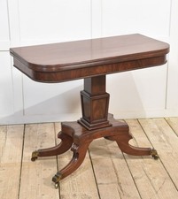 Regency Mahogany Tea Table | Hinged Top, Square Column & Brass Castors