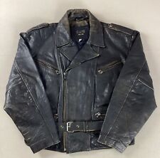 Vintage Distressed Leather Biker Jacket Motorcycle Jacket Brown Size 44