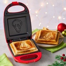 Grinch Sandwich Toastie Maker Red 520W Non-Stick Plates Compact Quick Snack