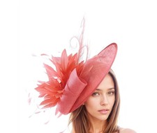 Coral Pink Orange Statement Hatinator Womens Kentucky Derby Hats Wedding...