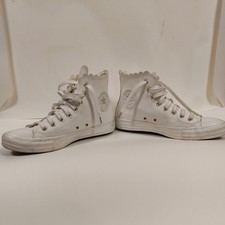 White Faux Leather Converse Hi Tops Size 7 Chucks