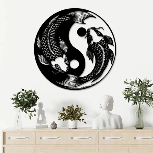 Yin yang fish metal wall - yang,