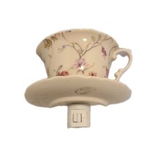 Vintage Flowering Branch Tea Cup Night Light -  Shabby Chic Cottage Victorian