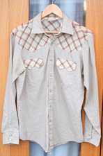 Vintage Fruit of the Loom Long Sleeve Sawtooth Pearl Snap Shirt - Medium 1970's