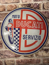 Ducati Servizio Large Round Retro style Embossed Metal Sign. Home, Bar, Mancave