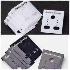 PLASTIC EARRINGS DISPLAY CARDS JEWELLERY BLACK WHITE HOLDER HANG STUDS ORGANIZER