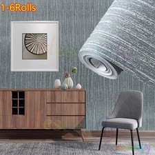 6X Grey Thick Textured Plain Heavy Non-Woven Paste the Wall Wallpaper Embossed