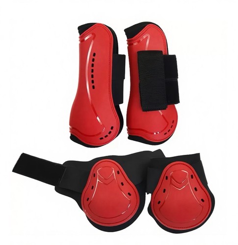 Red horse fetlock boots - red,