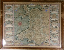 John Speed 1610 Map of Wales Sudbury Speede Hand-Coloured Antique Cardiff
