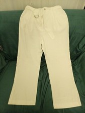 White wide leg trousers Linen