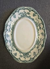 Vintage Antique Retro Green & White Floral Platter - 23cm.