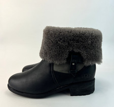 UGG Chyler Womens Black Grey Leather Ankle Boots Size UK 5.5