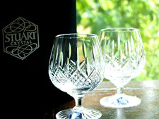 Stuart Crystal Hamilton Brandy Glasses Pair Vintage Mint in Box