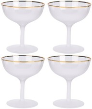 Set Of 4 Coupe Cocktail Glasses Elegant Martini Drinking Glass 250ml Gold Rim