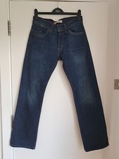 Levis Rare 506 Jeans Standard Red Stitch Straight W31 L32 Dark Blue Denim Mens