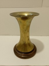 Shell Case Art Trumpet Shapes Vase On Heavy Shell Case Base Unusual Collectible 