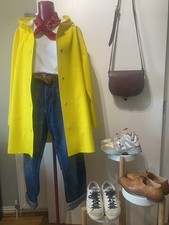 Zara Vibrant Yellow Rain Coat Festivals Size Oversized XS Water Resistant £69.99