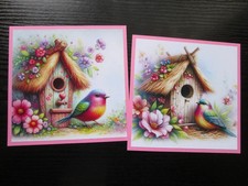 Set of  2 x NEW HOME / BIRDHOUSE / GARDEN  Hand Made Card Toppers