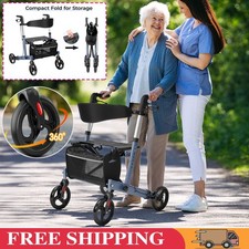 Rollator Walker 4 Wheel Walking Mobility Disability Aid Folding Seat Lightweight