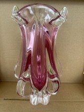 Vintage Pink & Clear Art Glass