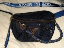 River Island Rare Blue Bum Bag, Across Cross Body Chain Detail