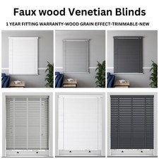 Faux wood venetian blinds - wood,
