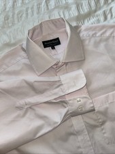 Austin Reed Non Iron Cotton Pale Pink Shirt Smart Formal Pocket Collar Size 16