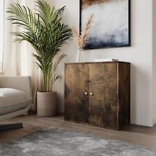2 Tier Wooden Storage Cabinet Side Furniture Cupboard Bedroom Hallway Shelf Unit