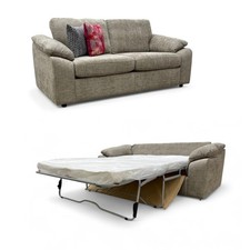 SCS 'Hampton' 3 Seater Sofa Bed with Zip Arms Chunki Concrete Woven Fabric NEW