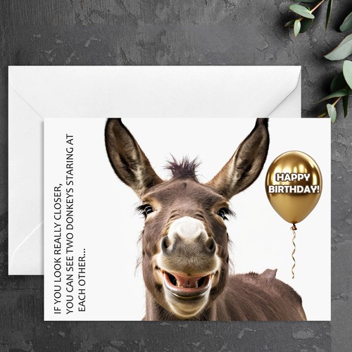 Birthday donkey card funny - card,