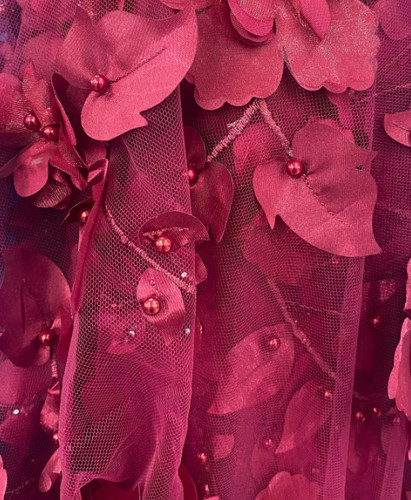 Burgundy floral embroider - burgundy,