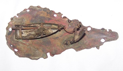 Vintage copper relief - relief, rowboat