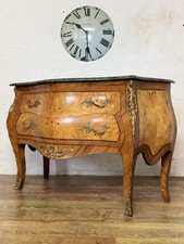 Louis XV Style Marquetry Commode, Marble Top, Ormolu Mounts French Chest Drawers