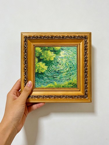Water ripples green trees - water,