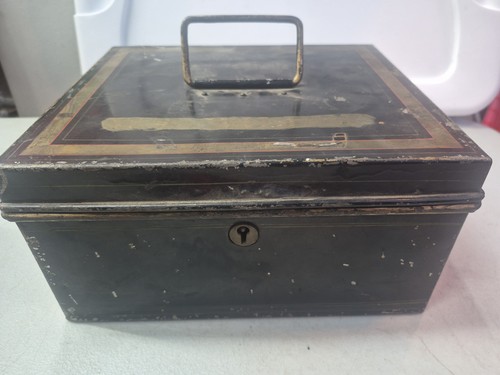 Antique metal strong box john - metal,