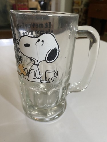 Vintage glass mug snoopy - vintage,