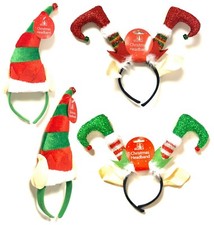 MINI ELF HAT ON HEADBAND WITH JINGLE BELL CHRISTMAS FANCY DRESS XMAS PARTY