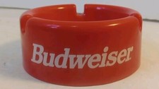 RARE Vintage Budweiser Red Plastic Ash Tray 3"  Bar Ashtray Mid Century Modern