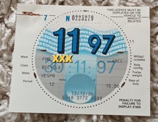 UNUSED OLD  TAX DISC NOVEMBER 1997 VESPA 50CC MOTORCYCLE VINTAGE WITH SELVEDGE