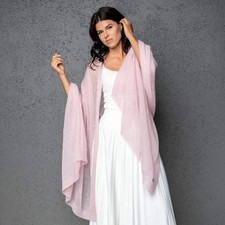 Pink Mohair shawl scarf wide
