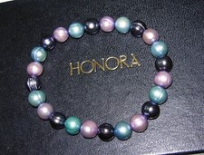 HONORA LOVELY TEAL BLUE BLACK PURPLE CULTURED FRESHWATER RING PEARL BRACELET QVC