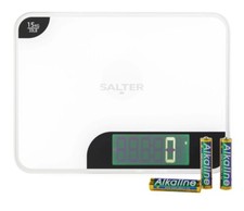 Salter Max Electronic Kitchen Scale 15kg Digital Baking Food Mirror Finish White