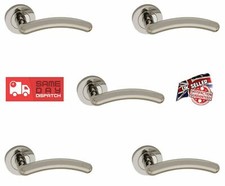 Door Handles  5 Set Internal Arched T-Bar Satin Lever On Rose Quality Furniture