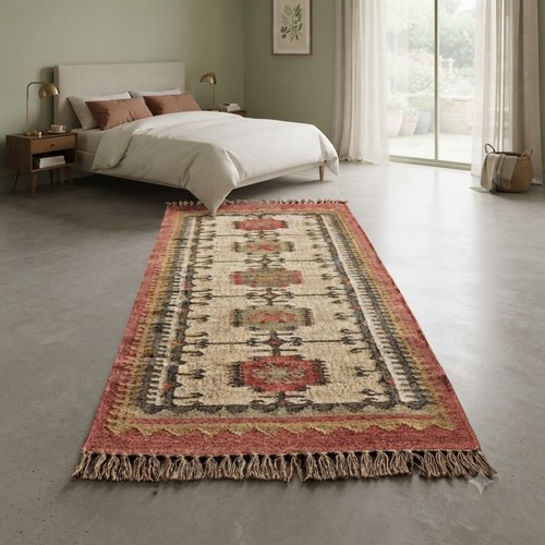 Rug wool jute kilim - rug,