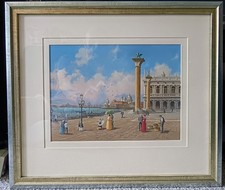 St Mark's Venice Gouache on Paper Painting by Adrian Rigby British Contemporary