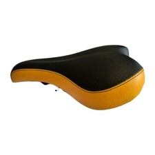 CHILDS BIKE SEAT “JEEP" COMFORT BICYCLE SADDLE BLACK WITH ORANGE SIDES & Bracket