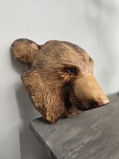 Hand Carved Wooden Bear Head
