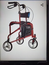 3-Wheel Rollator Mobility Aid with Bag Locking Brakes, Foldable, Lightweight
